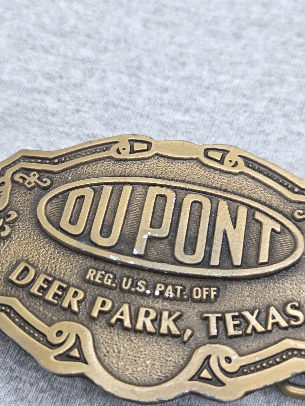 Vintage DuPont Hit Line USA Deer Park Texas Advertising Belt Buckle - Picture 5 of 9